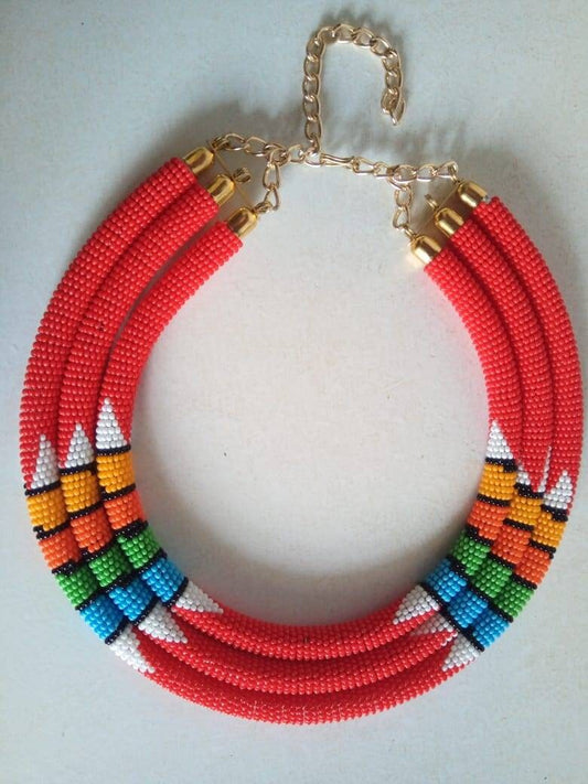 Boho Statement Jewelry/Colorful Seed Bead Necklace/Layered Necklace for Women/Gift for Her/Handmade Beaded Necklace/gift for women