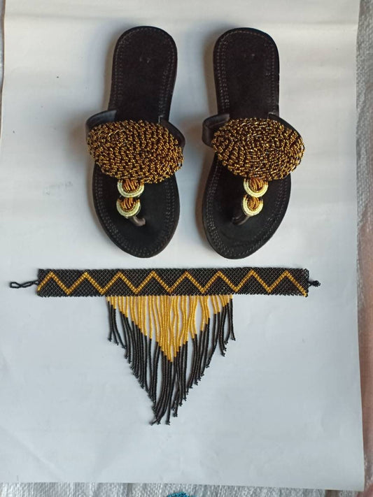 Handmade African Beaded Sandals/Authentic Maasai-Style Leather Flip-Flops Women/Boho Beach Sandals/Comfortable Summer Sandal African Gifts