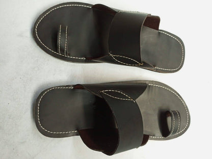 Handmade African Men's Sandals/Genuine Leather Beaded Flip-Flops/Comfortable Summer Sandals for Men/African Shoes/Unique Gift for Him