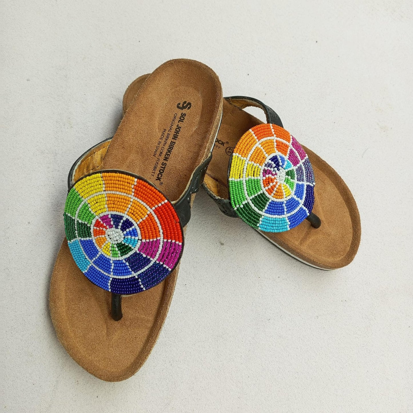 Handmade African Beaded Sandals/Authentic Maasai-Style Leather Flip-Flops Women/Boho Beach Sandals/Comfortable Summer Sandal African Gifts