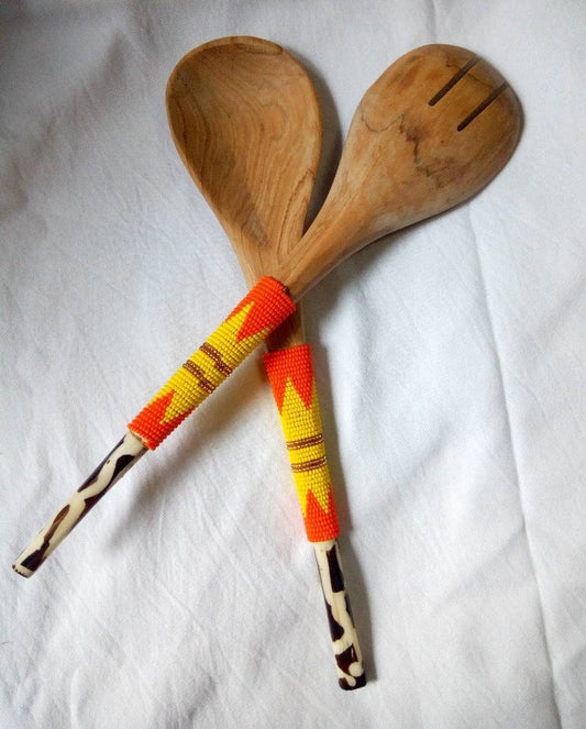ON SALE: Wooden Server,wooden utensils, wooden spoon,wood spoon and fork ,gift idea,salad server,olive wood server.