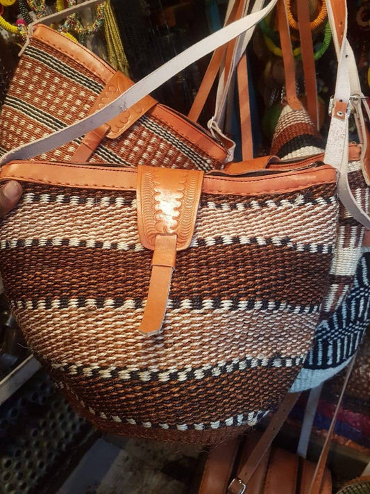 Handmade Woven Sisal Sling Bag - Boho Eco-Friendly Crossbody Bag | Sustainable Natural Fiber Purse | African Artisan Handcrafted Bag