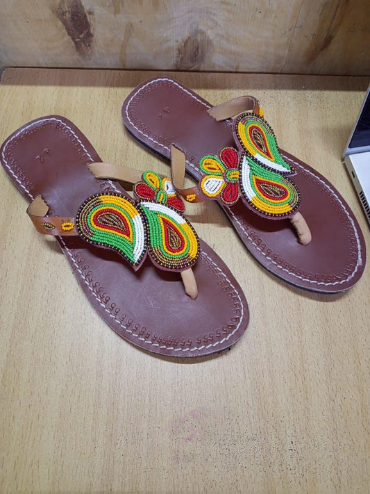 CUSTOMIZED African beaded sandals, summer sandals, Christmas gift for her,mom gift,beach sandals, leather sandals,