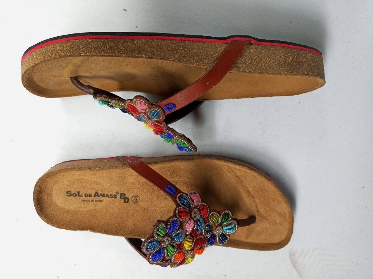 Handmade African Beaded Sandals/Authentic Maasai-Style Leather Flip-Flops Women/Boho Beach Sandals/Comfortable Summer Sandal African Gifts