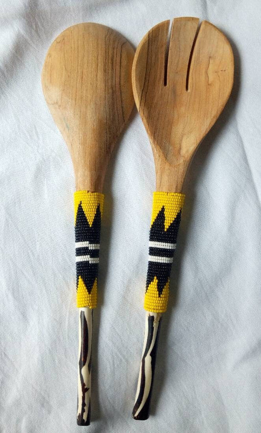 ON SALE: Wooden Server,wooden utensils, wooden spoon,wood spoon and fork ,gift idea,salad server,olive wood server.