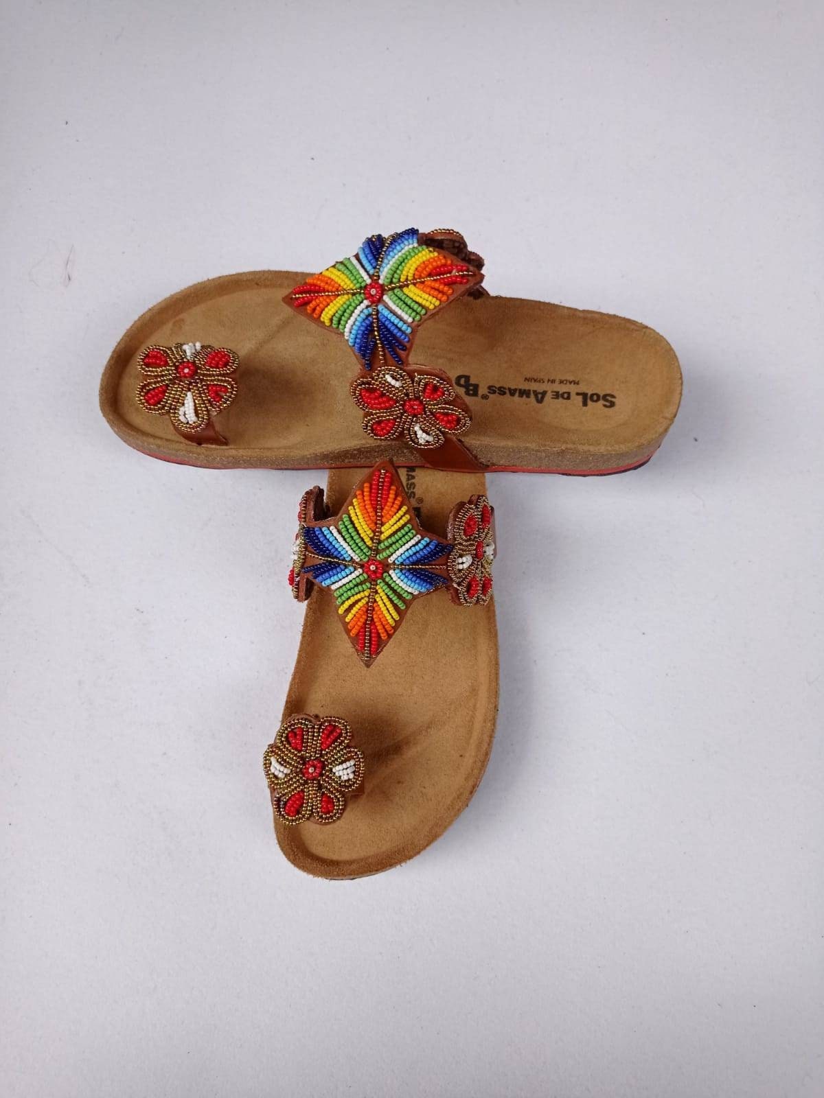 Handmade African Beaded Sandals/Authentic Maasai-Style Leather Flip-Flops Women/Boho Beach Sandals/Comfortable Summer Sandal African Gifts
