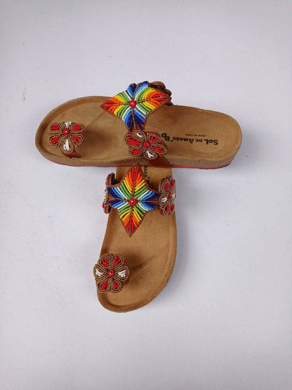 Handmade African Beaded Sandals/Authentic Maasai-Style Leather Flip-Flops Women/Boho Beach Sandals/Comfortable Summer Sandal African Gifts