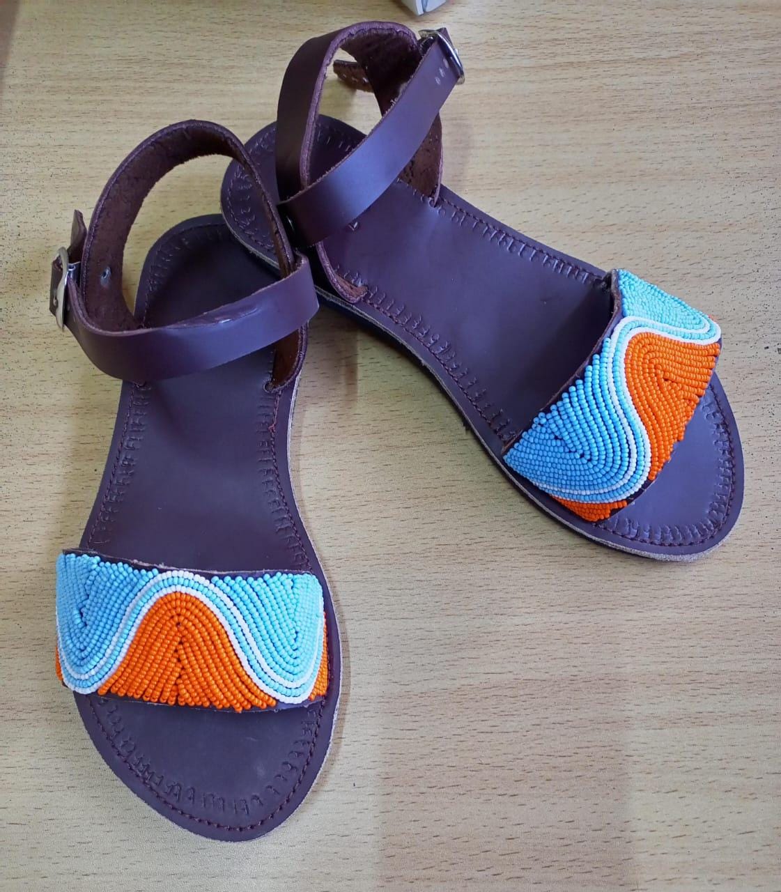 Handmade African Beaded Sandals/Authentic Maasai-Style Leather Flip-Flops Women/Boho Beach Sandals/Comfortable Summer Sandal African Gifts