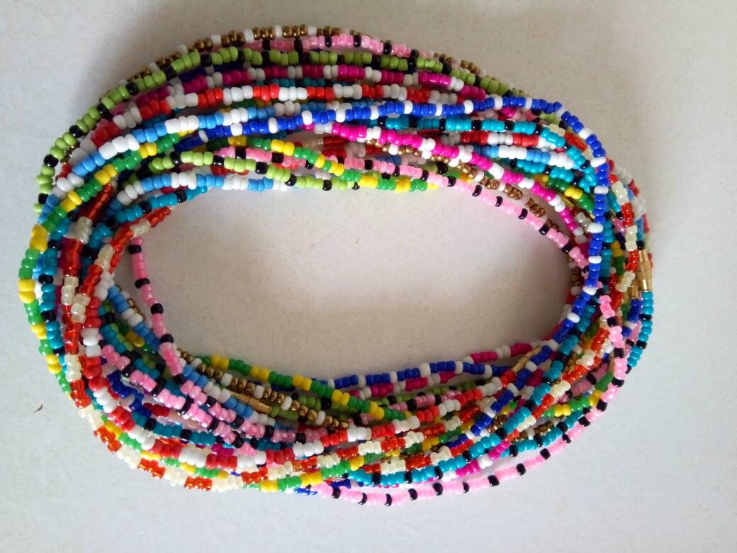 Handmade Waist Beads for Women/African Beaded Body Jewelry/Boho Style, Weight Loss, Belly Chain, Custom Size