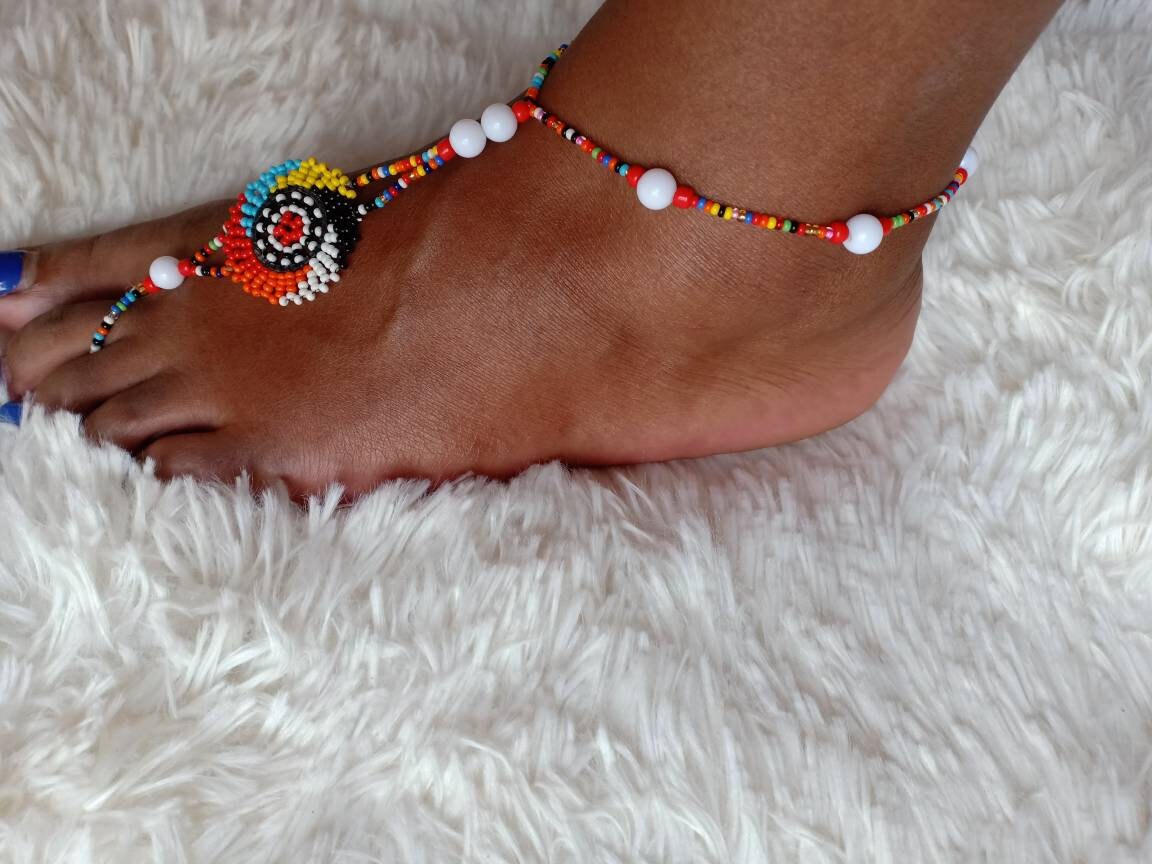 Handmade African Beaded Sandals/Authentic Maasai-Style Leather Flip-Flops Women/Boho Beach Sandals/Comfortable Summer Sandal African Gifts