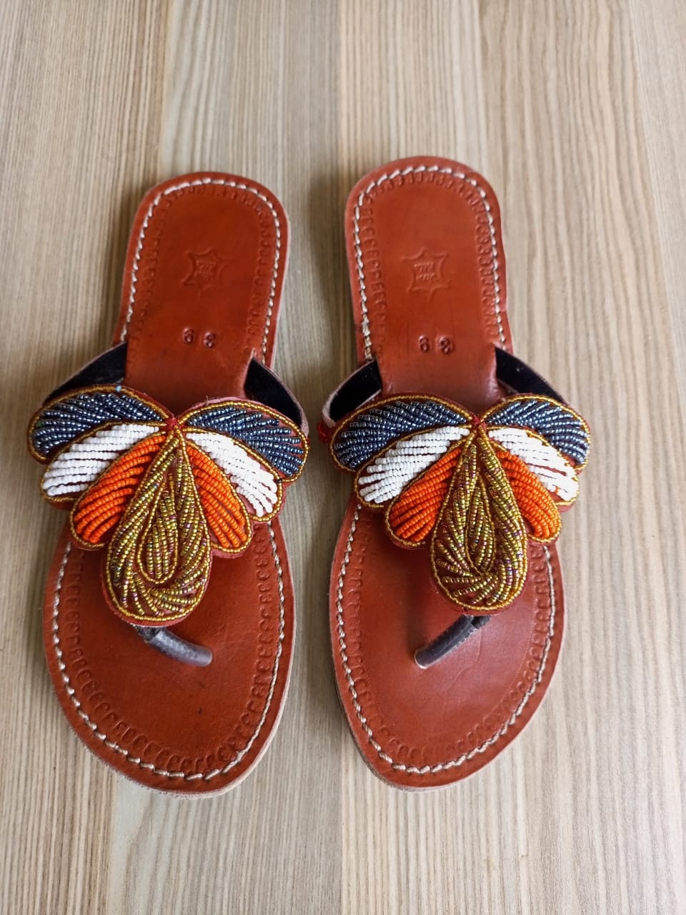 Handmade African Beaded Sandals/Authentic Maasai-Style Leather Flip-Flops Women/Boho Beach Sandals/Comfortable Summer Sandal African Gifts